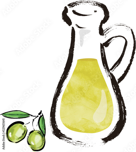 オリーブオイルの手描きイラスト