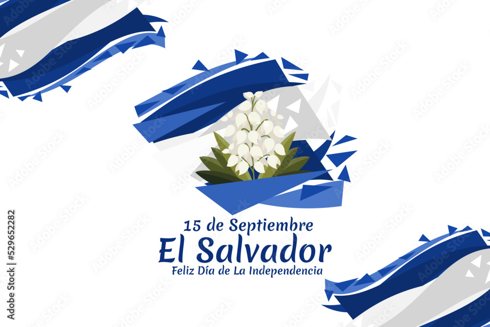 Stockvector Translation September 15, El Salvador, Happy Independence