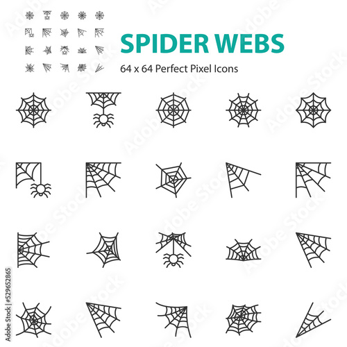 set of spider web icons, spider, halloween