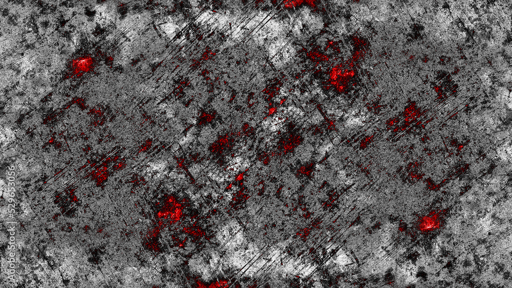 Metal texture with scratches and cracks. Red and grey stone wall