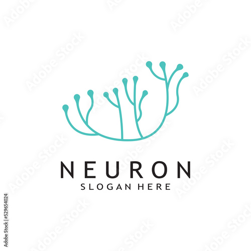 nerve cell logo or neuron logo with vector template