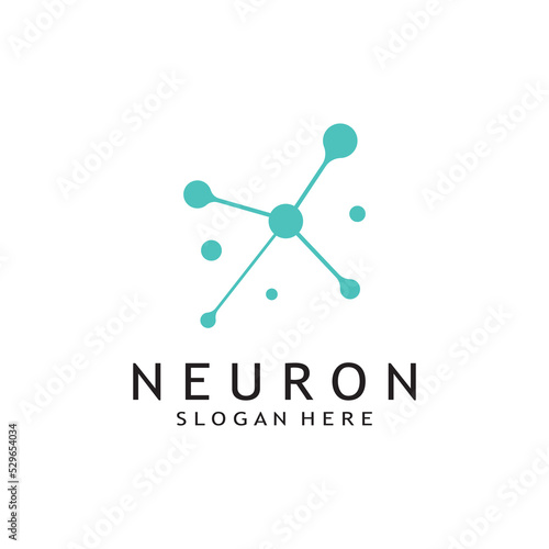 nerve cell logo or neuron logo with vector template