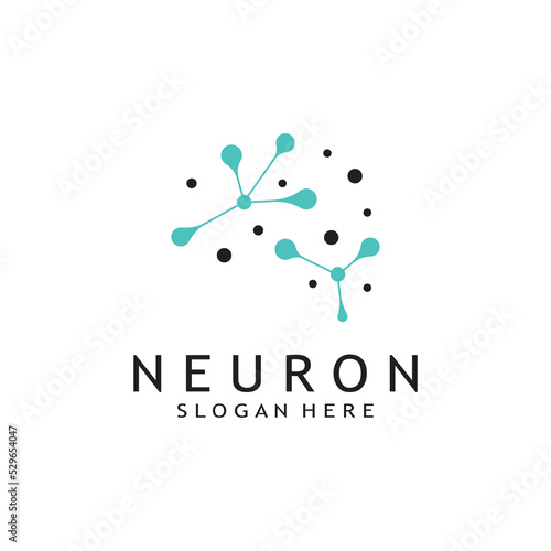 nerve cell logo or neuron logo with vector template