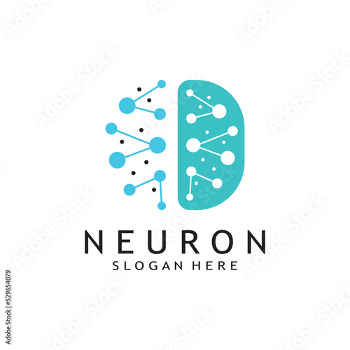 nerve cell logo or neuron logo with vector template