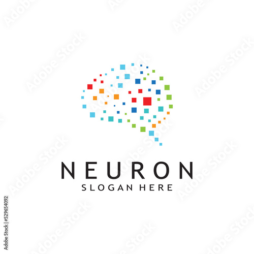 nerve cell logo or neuron logo with vector template