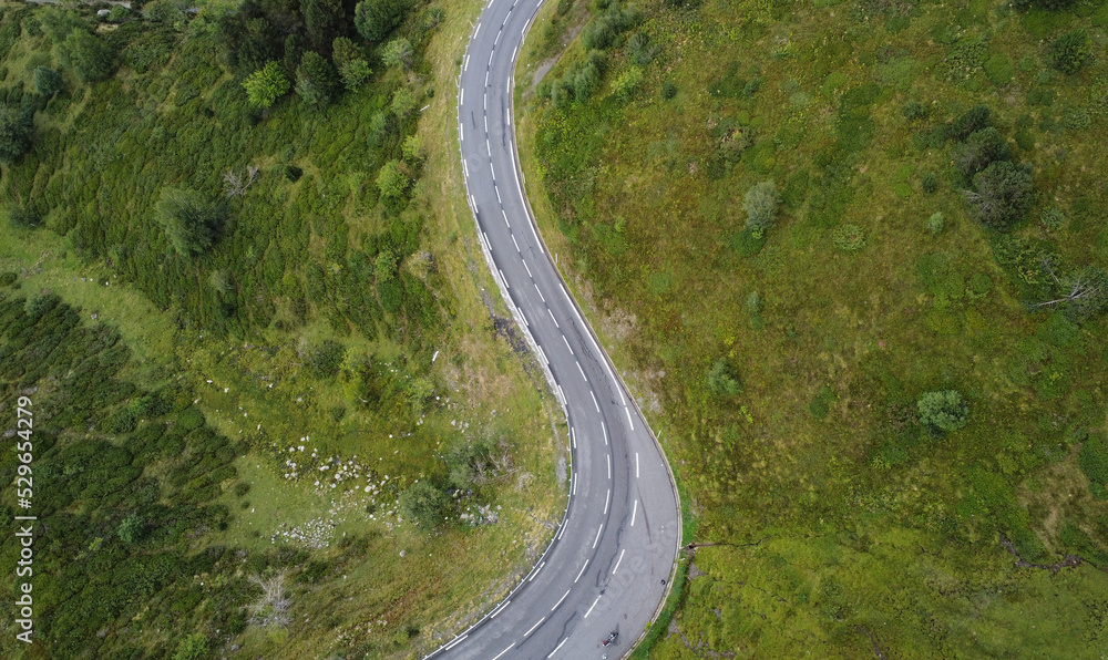 Top view of a road in the nature. Empty car road. Top view of a road in the nature. Empty car road.