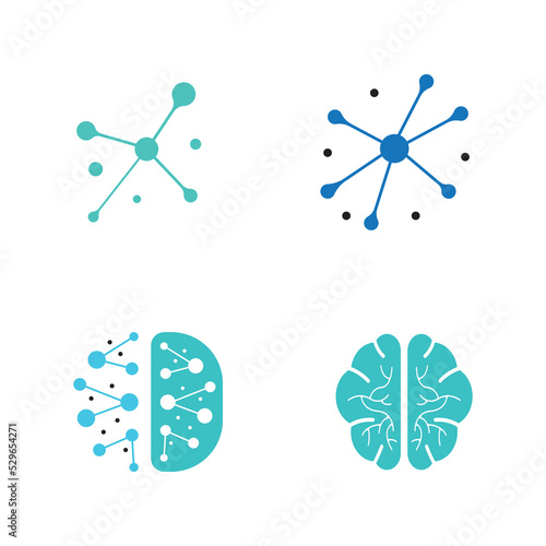 nerve cell logo or neuron logo with vector template