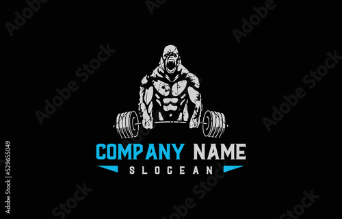 bodybuilder Gorilla gym and fitness logo , Gorilla illustration