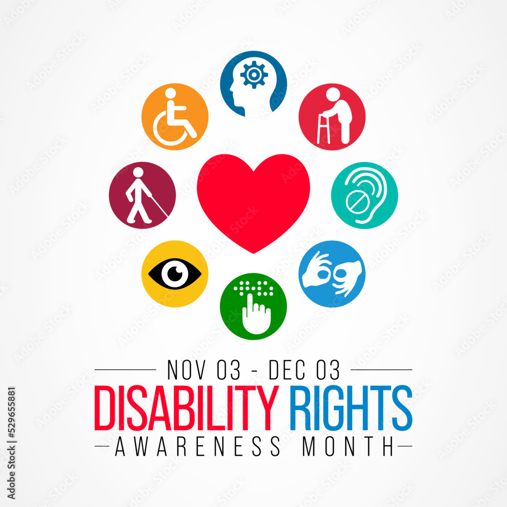 Disability Rights awareness month is observed every year from November 3 to December 3, Vector illustration Disability Rights awareness month is observed every year from November 3 to December 3, Vector illustration