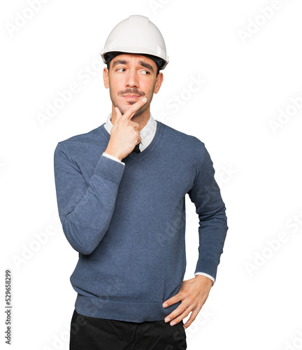 Young architect making a gesture of doubt