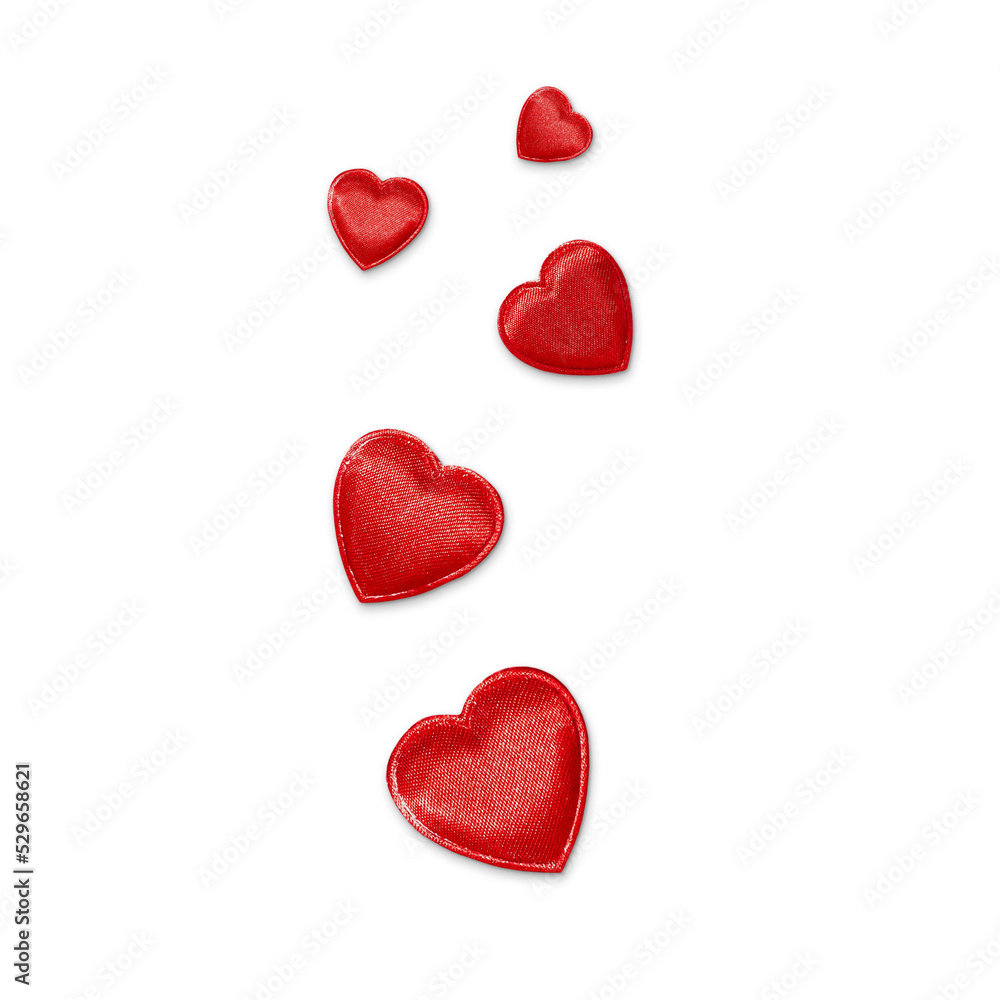 Valentines day background with red heart cut outs - obrazy, fototapety, plakaty 