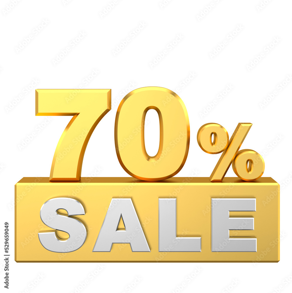 3D seventy percent sale. 70% sale. Sale banner decoration. 3D seventy percent sale. 70% sale. Sale banner decoration.