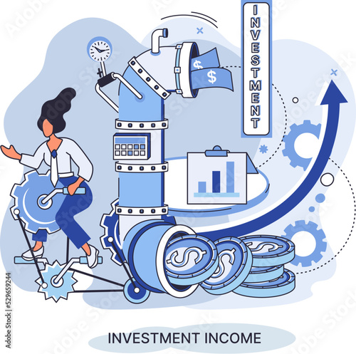 Investment, saving money and finance growth business concept metaphor. Analyzes charts and indicators of income growth. Investment income from securities and other non-commercial investments dividends