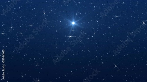 Wallpaper Mural   Bright star, starry sky and falling snow.  Christmas star of the Nativity of Bethlehem, Nativity of Jesus Christ. Christmas background. Torontodigital.ca