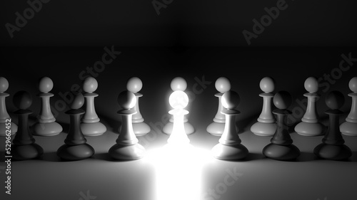 Chess pawn piece outstanding. Leadership concept