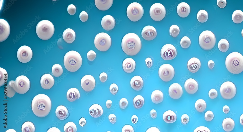 3D render bacteria virus, 3d render microbe. Bacteria virus or germs microorganism cells under microscope.