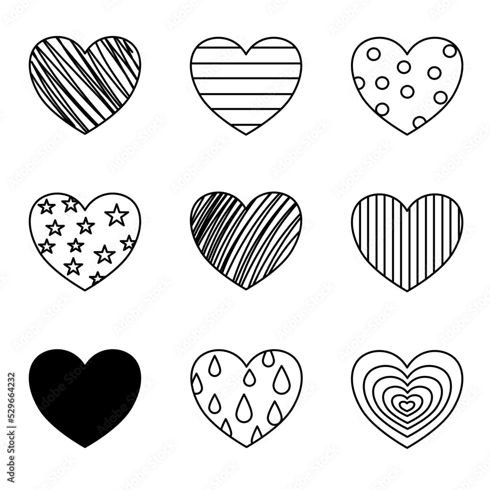Doodle hearts, hand drawn love heart collection. Doodle hearts, hand drawn love heart collection.