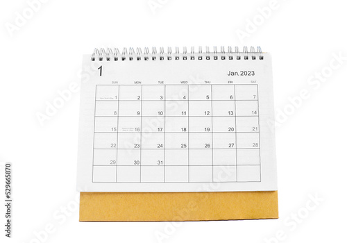 January 2023 desk calendar for planners and reminders on a white background.