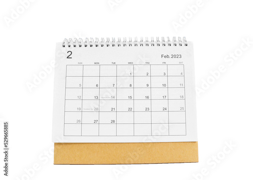 February 2023 desk calendar for planners and reminders on a white background.