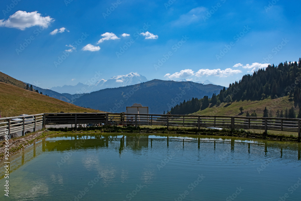 Fototapeta premium Panorama des Alpes, le col des Aravis