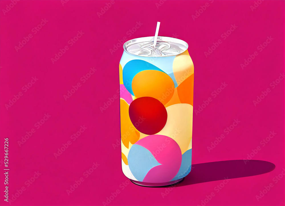 Obraz premium Abstract Drink in a Can on Purple Background
