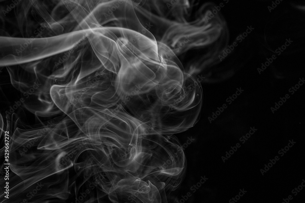 Fototapeta premium Smoke steam set on black color background