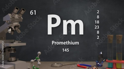 Element 61 Pm Promethium of the Periodic Table Infographic photo