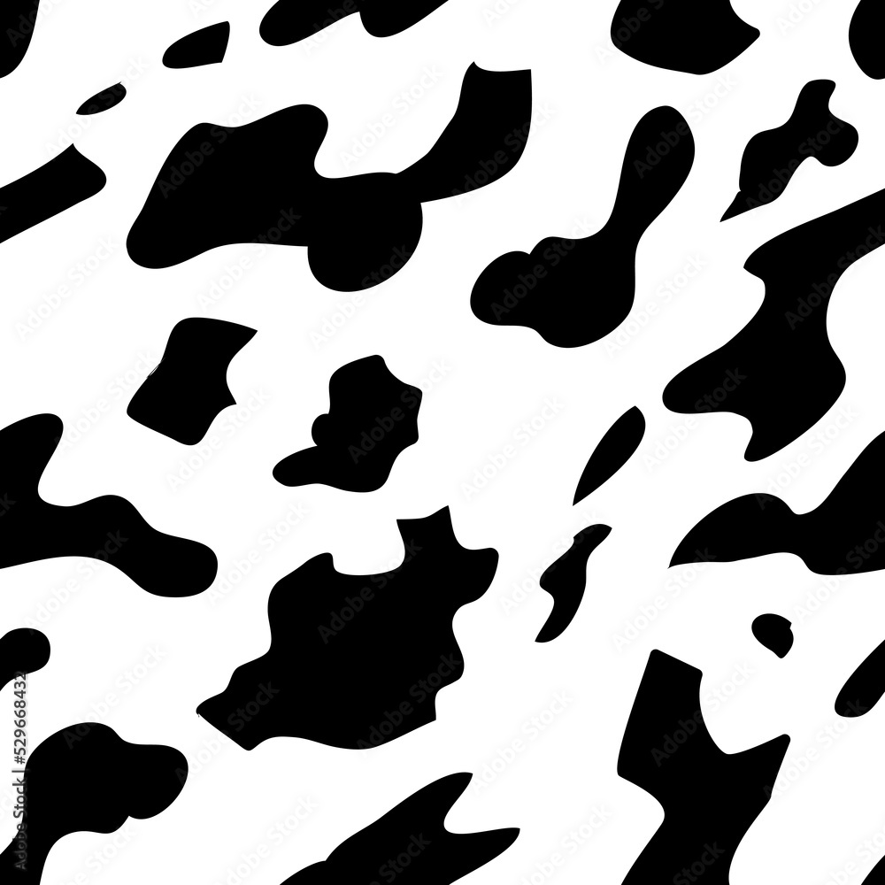 Cow seamless pattern. Animal skin vector background. Black and white spotted texture Cow seamless pattern. Animal skin vector background. Black and white spotted texture