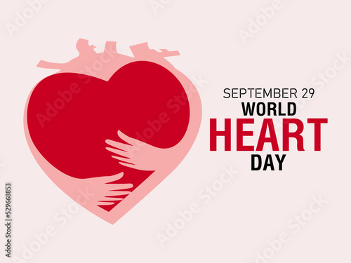 World Heart Day, September 29, World Heart Day love your heart on a pink background.

