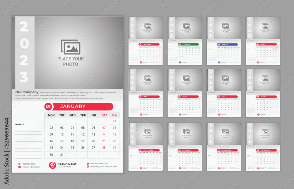 12-page wall calendar design 2023 12-page wall calendar design 2023