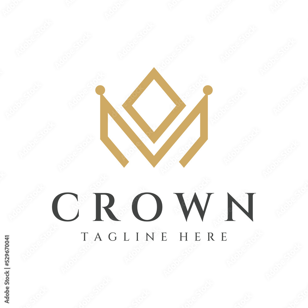 Royal luxury crown abstract Logo template design.Crown with monogram, with elegant and minimalist lines isolated on the background. Royal luxury crown abstract Logo template design.Crown with monogram, with elegant and minimalist lines isolated on the background.