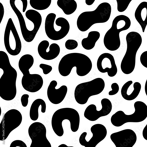 Leopard abstract seamless pattern. Animal skin vector background. Black and white texture