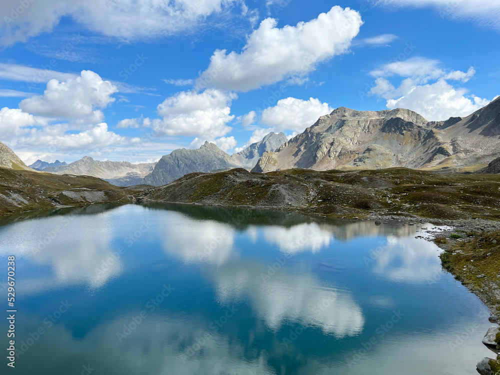 The Jöriseen (Joeriseen or Joriseen) - group of Alpine lakes located ih the Silvretta Alps mountain range and in the Swiss Alps massif, Davos - Canton of Grisons, Switzerland (Kanton Graubünden)