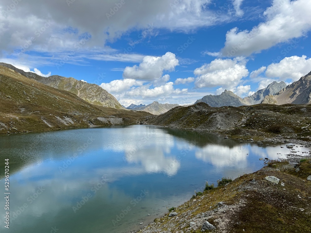 The Jöriseen (Joeriseen or Joriseen) - group of Alpine lakes located ih the Silvretta Alps mountain range and in the Swiss Alps massif, Davos - Canton of Grisons, Switzerland (Kanton Graubünden)