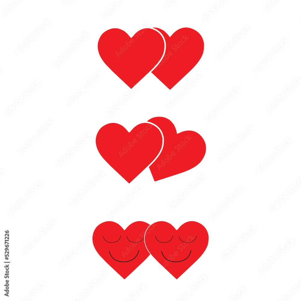 red hearts isolated on white