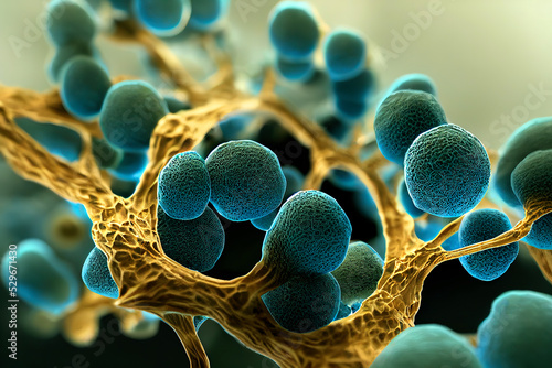 Fotobehang Abstract biology background, microscopic view of organic substance or cells