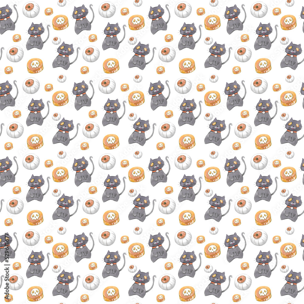 Halloween seamless pattern with cats. Halloween seamless pattern with cats.