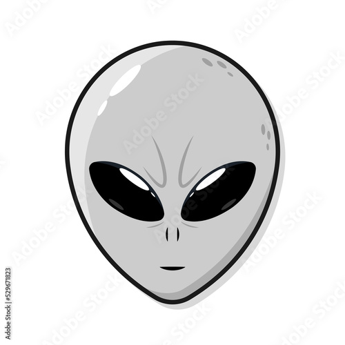 Grey Extraterrestrial alien face or head Illustration