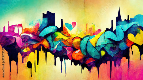 Abstract colorful urban graffiti wallpaper texture illustration