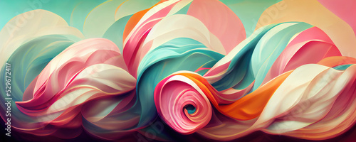 Fotografie, Obraz Abstract twirling pastell colors as background wallpaper