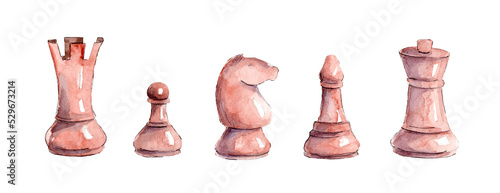 Foto Set of hand drawn sketch chess pieces on a white background