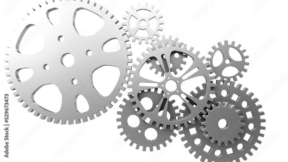 Industrial video background with gears. 3d animation.