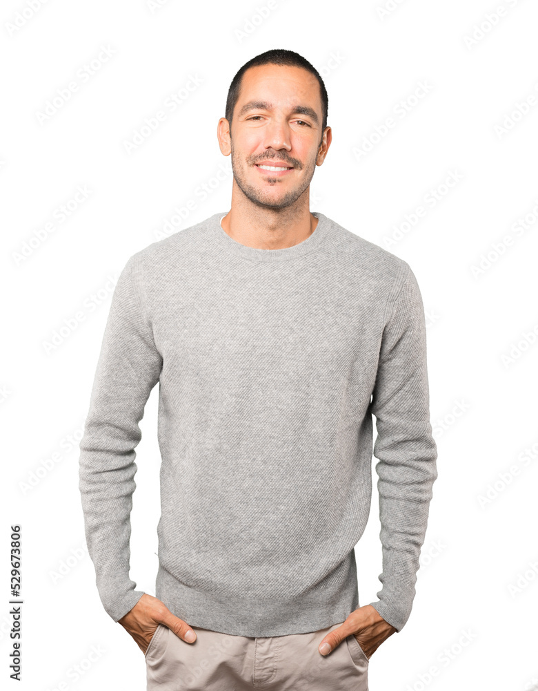 Happy young man posing against background Happy young man posing against background
