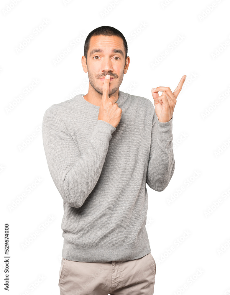 Amazed young man looking gesture Amazed young man looking gesture