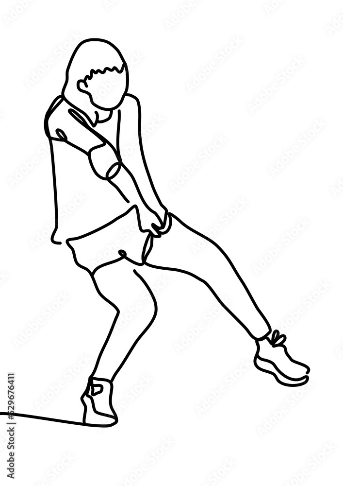 One continuous line drawing, people playing Volleyball One continuous line drawing, people playing Volleyball