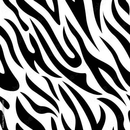 Zebra abstract seamless pattern. Animal skin vector background. Black and white texture