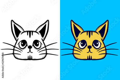Cat Illustration hand drawn cartoon vintage style vector © skizophobia