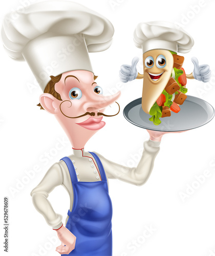 Kebab Mascot Cartoon Chef