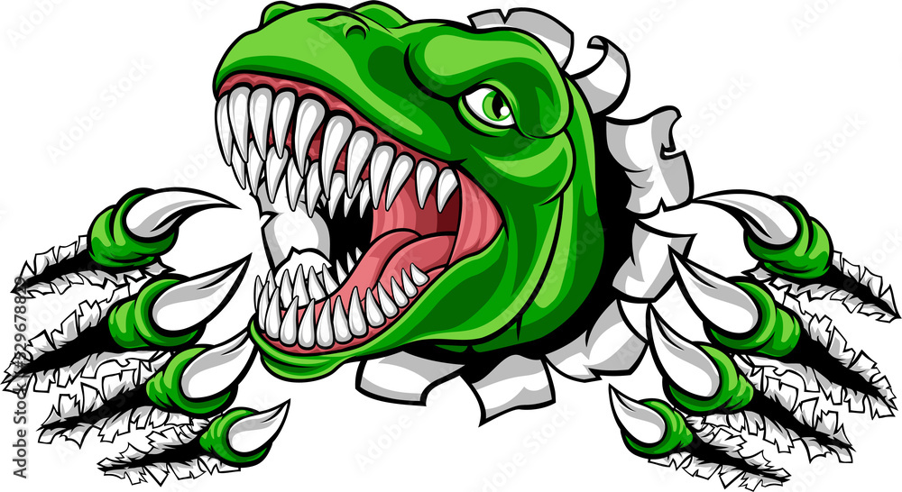 T Rex Raptor Comic Dinosaur T Rex or Raptor Cartoon Mascot Stock Illustration | Adobe Stock