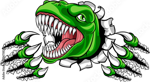 Dinosaur T Rex or Raptor Cartoon Mascot